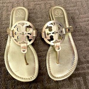 Authentic Tory Burch Miller Sandals in Gold size 8.5.